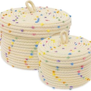Colorful Dot Woven Storage Basket
