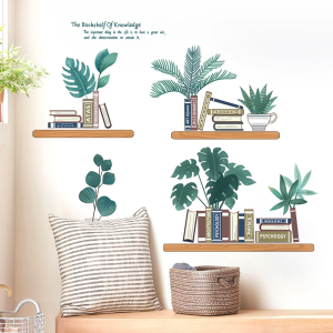Decal Dán Tường Kệ Sách Cây Xanh Có Keo Sẵn 95x76cm - Trang Trí Phòng Ngủ Phòng Làm Việc