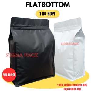 Kemasan Kopi Flat Bottom Premium 1kg Hitam | Kemasan Ziplock | Coffee Packaging