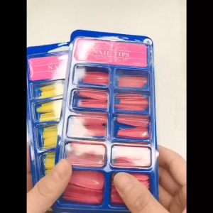 PINPAI 100PCS Long Ballet Coffin Fake Nails Tips Press On Nails With Designed Pure Color Ballerina Full Cover for Artificial False Nails Tips