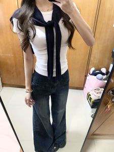 BINKAFENNY | White Short Sleeve T-Shirt Womens Summer Slim Fit Unique Beautiful Versatile Top Shoulder Width Regular Round Neck Casual Style