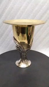 Two-Tone Communion Chalice w/ Paten | 5.5-Inch Eucharistic Cup with Wheat & Abstract Leaf Motifs