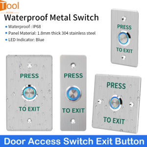 IP68 Waterproof Door Access Switch Exit Button Stainless Gate Control Opener Work with Electronic Smart Access Control System
