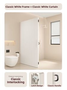 Invisible Magnetic Shower Curtain Waterproof Anti-Mold Foldable Bathroom Partition High End Wet And Dry Separation Shower Room