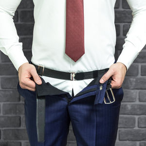 Business Casual Shirt Stabilizer Anti-Slip Waist Belt for Men and Women Neutral Elastic Waistband with Hook 2.5cm Width