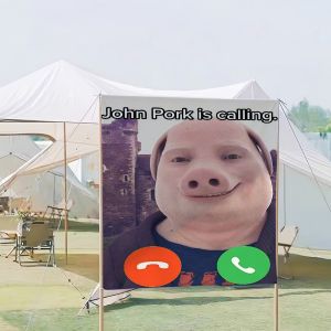 John Pork Smile flag For Picnic Party Art Home Decoration Outdoor Camping Banner Gifts