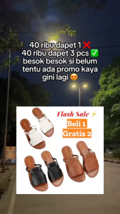 SL Flash Sale Beli 1 Gratis 2 Sandal Teplek Wanita Selop Tali Kepang Terbaru 2025