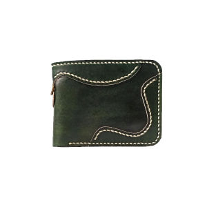 Dompet Pria Kulit Asli Original Premium Warna Natural Hijau Tua Motif