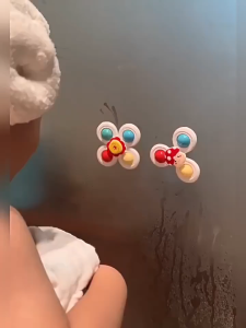 Suction cup rotating educational toys baby rotating toys 3-pack combinable desktop suction cup gyroscope