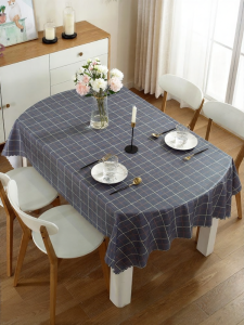 AKS | Waterproof Oilproof Easy Clean Oval Check PVC Tablecloth