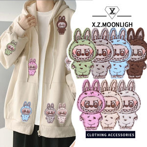 X. z. moonligh dễ thương phim hoạt hình hoạt hình labubu các mảng vá thêu cho quần áo thermoadhesive các bản vá lỗi miếng dán ủi DIY Áo khoác may dán