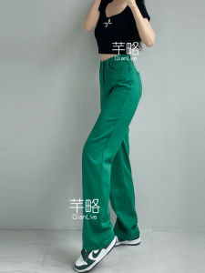 Quần Jeans Ống Rộng Xanh Đậm Cạp Cao Quần Dài Thường Ngày Cho Nữ Mùa Xuân 2025 Quần Jeans Denim Ống Rộng Thẳng