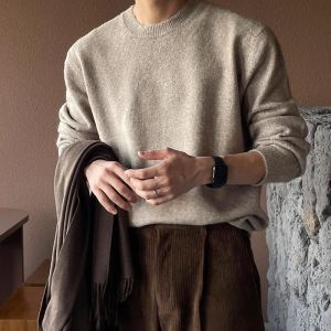 DAVID&ME | Vintage Brown Corduroy Summer Single Pleated Half Elastic Waist Casual Trousers