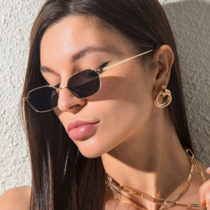Fashion Retro Square Sunglasses Women‘s Sun Glasses Lady Small Steampunk Metal Eyeglasses Vintage Gradient UV400