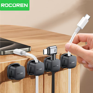Rocoren | Rocoren Magnetic Cable Organizer Smooth Adjustable Cable Holder Under Desk 6PCS Stable Cable Management Wire Keeper Cable Clips