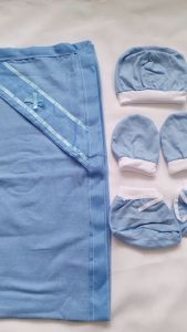 Hood Pranela Receiving Blanket + 3in1 Bonet Set | Bonet Mittens Booties for Newborn Baby | Gabriella Infants Collection