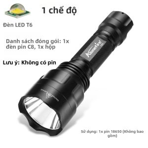 Đèn Pin Chiến Thuật LED Công Suất Cao C8 Classic Đèn Pin Cầm Tay Có Thể Sạc Lại Dùng Cho Đi Bộ Đường Dài Ngoài Trời Cắm Trại Câu Cá Và Săn Bắn Chống Nước Với Các Chế Độ Điều Chỉnh Được.