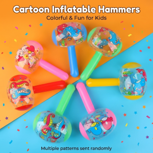 3/6pcs Cartoon Animal 3D Inflatable Hammer with Bell Summer Beach Childrens Birthday Party Toy Pinata Fillers Goodie Bag Gifts