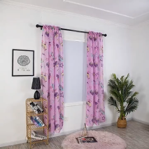 Lightweight curtain fabric with roller skate print in pink purple and green. Suitable for window treatments.