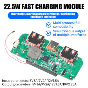 22.5W Fast Charging Module TFT Color Screen Digital Display Mobile Power Motherboard 3.7V Ternary Lithium Battery Motherboard