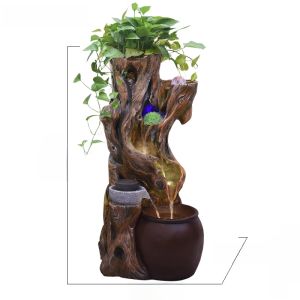 New Chinese Zen Landscape Flowing Water Ornaments Circulating Water Fountain Living Room Garden Balcony Floor Wooden Pile Decoration Waterscape