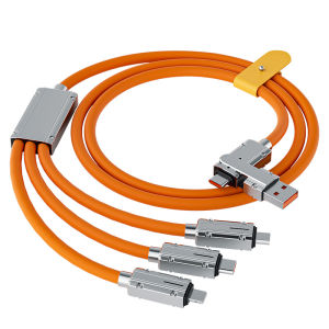 USB+USB C 3 IN 2 Charging Cable,120W 6A Super Fast Charge Type C Liquid Silicone Cable Quick Charge USB Cable Micro Usb Cable USB Type C Charger Cord With Indicator Light Data Charging Cable With Cable Organizer