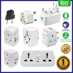 3 WAY ADAPTOR ADAPTER WITH SWITCH SWITCHES USB SOCKET PLUG CHARGER CHARGING GANG MULTI NEON NIGHT LIGHT selamat Plag Ediyonline Ediy