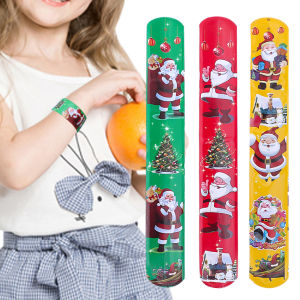 สายรัดข้อมือของขวัญปาร์ตี้คริสต์มาสแบบตบสำหรับเด็ก 1/10 ชิ้น สำหรับวันคริสต์มาสของขวัญวันเกิดปีใหม่