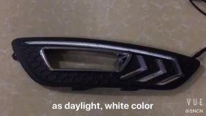 ROMADA | 2Pcs For Ford Focus MK3 2015 2016 Front Fog Lamp Cover White LED DRL Daytime Running Light Turn Signal Indicator