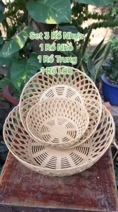 Combo 3 Rổ Nhựa Giả Mây Tròn 3 Size ( NhỏTrungLớn)  Rổ Đựng Hành Tỏi Rau Củ Tiện Lợi Việt Nhật Cao Cấp 1