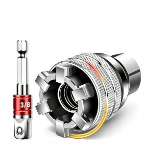 NiuXiang(NewShark) | Universal Socket Tool 10-19mm (3/8-3/4) with 3/8 Drill Adapter Adjustable Pass Through Socket Set for Mechanic Repair Tool
