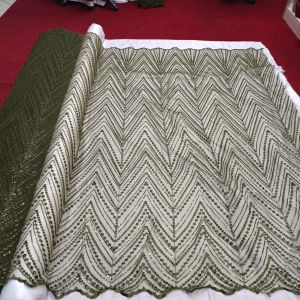 Kain tulle bordir full payet spenggel|bahan kebaya dress motif zigzag|persetengahmeter