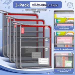 deli | Large Capacity Multi-layer Transparent A4 File Bag L Zipper