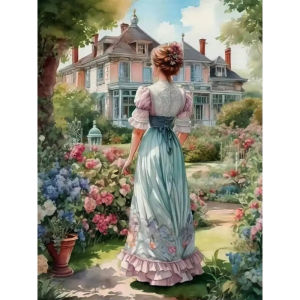 Colorful Woman Portrait in Garden Artwork Jigsaw Puzzle 500/1000/1200/2000PCS Stress Relief Puzzle Wall Art Decor Gift