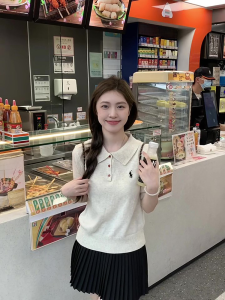   ลําลองปักคอปกถักฤดูร้อนสไตล์ใหม่เกาหลีหลวมเดินทางเสื้อยืดผู้หญิงเสื้อสวมหัวแขนสั้น