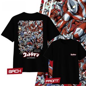 Bandai | Anime Ultraman Printed Cotton Y2K T-shirt Summer Mens and Womens Harajuku Clothing Fashion Casual Street T-shirt Fan Gifts