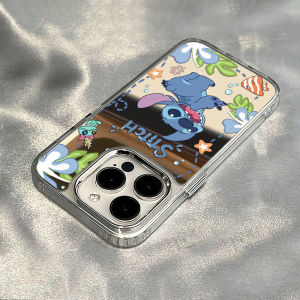 Full Cover Mirror Surface Anti-Fall Cartoon Sticker Shell for Apple 7 Promax Xr Xs 11 12 13 14 15 pro Soft Protective Case