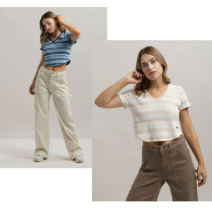 South American AM* Womens Cotton Short Sleeve T-shirt Striped V-neck Irregular Hem Short Classic Style Comfortable Breathable