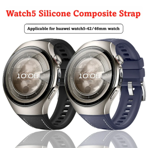 Leather Silicone Strap For Huawei Watch5 42mm Band Soft Rubber Replacement Watchband for Huawei Watch5 46mm Smartwatch Bracelet