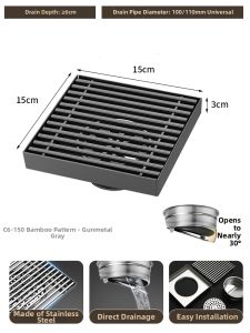 TERIUX | Odor Preventing Hidden Floor Drain 150mm