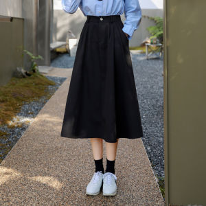 กระโปรงทรงเอสีดำ กระโปรงสั้น ทรงเอ กระโปรงยาวปานกลาง กระโปรงทรงร่มเอวสูง กระโปรงสั้นสำหรับผู้หญิง ฤดูใบไม้ร่วง 2022