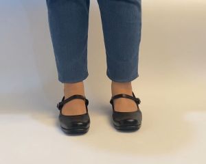 Big size 36 to 43 Jumbo Sepatu Pantofel SekolahPaskibra Kulit Hitam dop Tinggi Hak2.5 cm