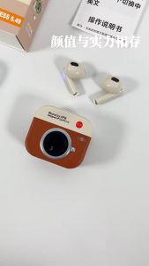 Bluetooth Earphones TWS Semi-in Earphones Wireless Earphone Fashion Retro Mini Camera Looking-design