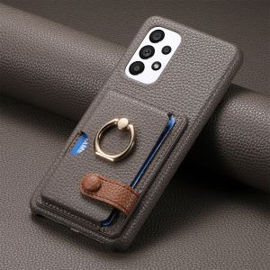 Ring Leather Phone Case for Samsung Galaxy S26 S25 23 S21 FE S24 Ultra S22Plus A54 A15 A25 A35 A55 Wallet with Card Holder Cover