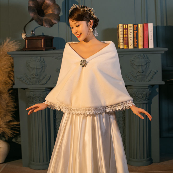 Wedding Warm Thickened Fur Shawl Autumn and Winter Cape Fur