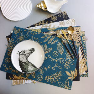 Gold Foil Printed Table Placemats Textaline Placemats Set of 4