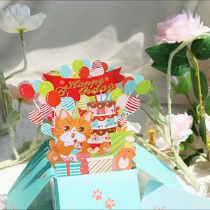 Pop Up Cat Birthday Cards Funny Happy Birthday Cards 3D Greeting Cards Special Birthday Gifts for Kids Women Men Son Daughter