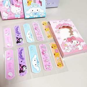 Sanrios design kuromi  Cinnamoroll Melody Waterproof Adhesive Bandages Wound Plaster First Aid Emergency Kit Band Aid Stickers Kids
