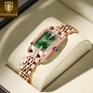 Top POEDAGAR luxury watch for women waterproof original diamond square design stainless steel sapphire mirror surface casual watch