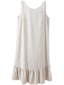 ชุดเดรสยาวคลุมเข่าทรงหลวมแขนกุดคอวีลายจุด Nono E Station MK ชุดเดรสฤดูร้อนสำหรับผู้หญิงวัย 18-24 ปี